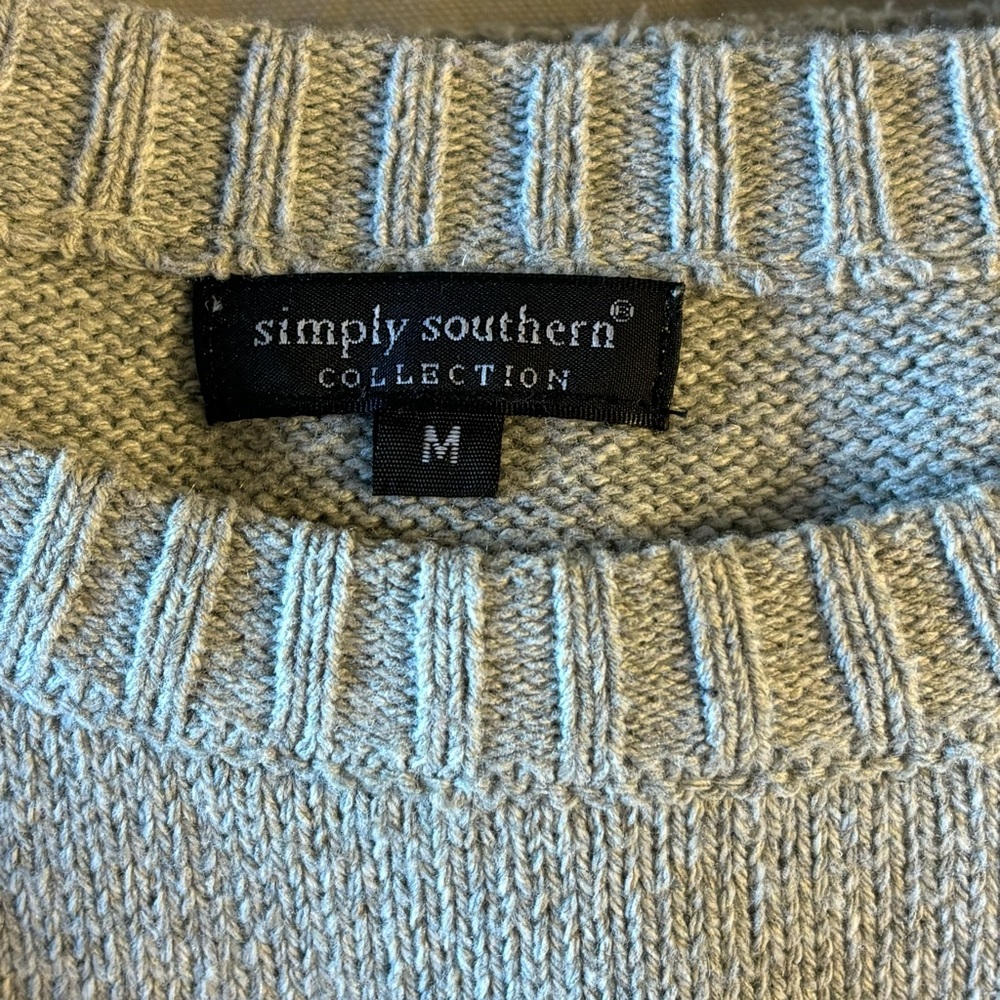 -Simply Southern Valentine Cabled Heart Kit Sweater Women’s Gray Size Medium - Picture 4 of 10